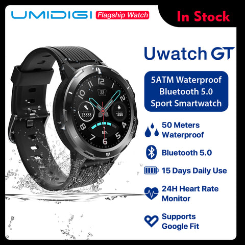 UMIDIGI Uwatch GT Smart Watch 5ATM Waterproof All-Day Heart Rate Activity Tracking Sleep Monitor Ultra-Long Battrey Android iOS
