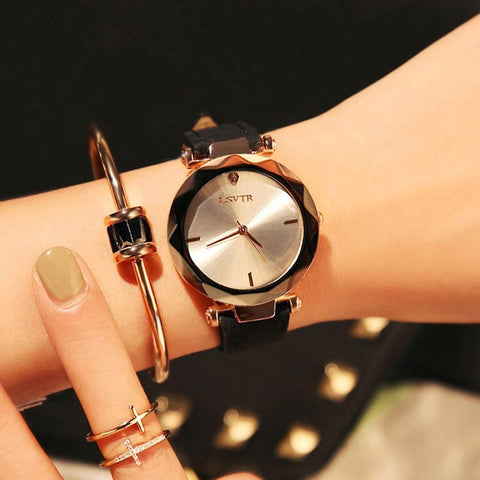 Women's luxury bracelet watches fashion women's dress Fashion Womens watches LSVTR Leather analog band quartz watch