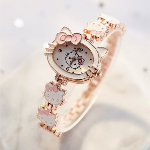 2019 New relojes Cartoon Children Watch Fashion Kids Cute Stainless steel quartz Watch Girl Pink Bracelet Wristwatches Gifts