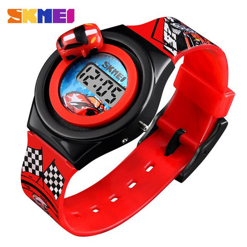 New 2019 Cartoon Car Children's Watch Fashion Digital Electronic Children Watch Creative Cartoon Student Watch SKMEI Boy Child