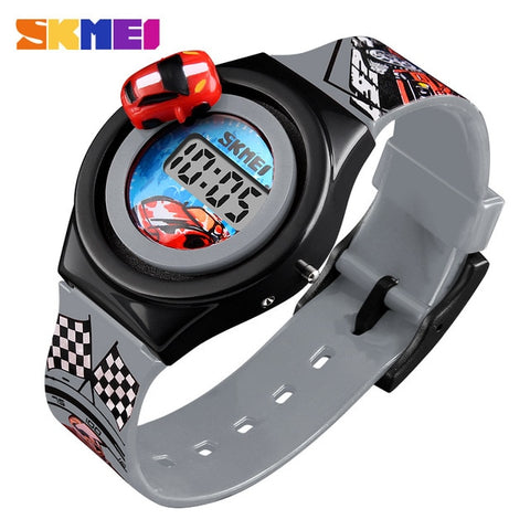 New 2019 Cartoon Car Children's Watch Fashion Digital Electronic Children Watch Creative Cartoon Student Watch SKMEI Boy Child