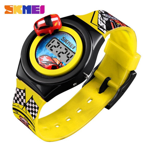 New 2019 Cartoon Car Children's Watch Fashion Digital Electronic Children Watch Creative Cartoon Student Watch SKMEI Boy Child