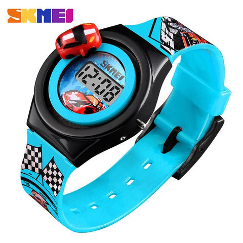 New 2019 Cartoon Car Children's Watch Fashion Digital Electronic Children Watch Creative Cartoon Student Watch SKMEI Boy Child