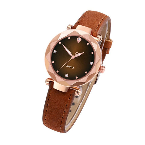 Hot Sale Ladies Watch Women's Watches Diamond Dial Purple Leather Quartz Wrist Watch Top Luxury Brand Relogio Feminino Clock #B