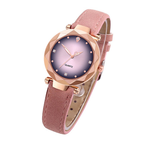 Hot Sale Ladies Watch Women's Watches Diamond Dial Purple Leather Quartz Wrist Watch Top Luxury Brand Relogio Feminino Clock #B