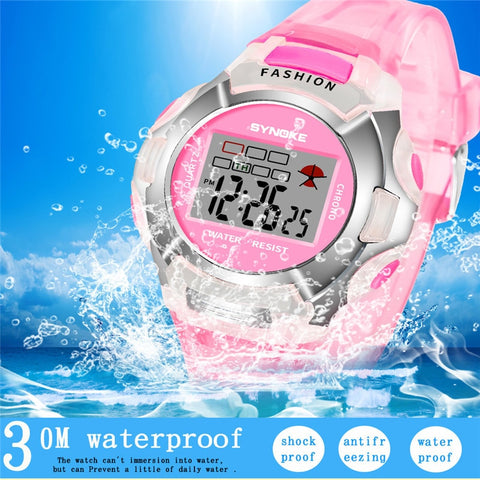 SYNOKE Fashion Children Watch Boys Girls LED Digital Sports Watches Plastic Kids Alarm Date Casual Watch Select Gift for kid 233