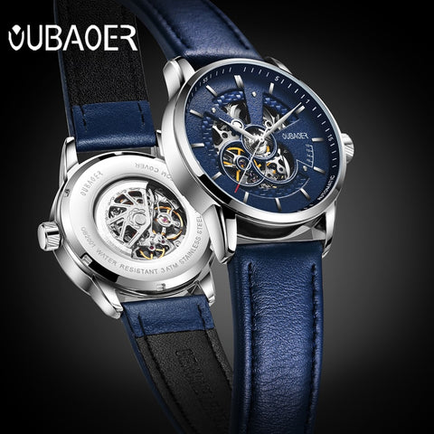 2019 OUBAOER Original Men Watch Top Brand Luxury Automatic Mechanical Watch Leather Military Watches Clock Men Relojes Masculino