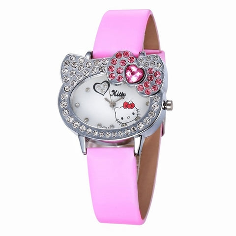 New Pink Leather Cute Baby Watch for Girls Kids Student Infantil Leather Band Clock Relogio Cartoon Watch Hodinky Ceasuri Enfant