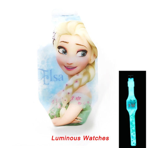 Cartoon Luminous Elsa Children's Watches Girls Captain Rubber Electronic Kids Watch For Boys Girls Clock Reloj Infantil Saati