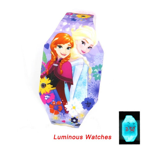 Cartoon Luminous Elsa Children's Watches Girls Captain Rubber Electronic Kids Watch For Boys Girls Clock Reloj Infantil Saati