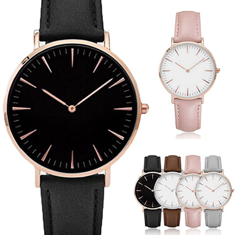 Women Men Casual Luxury Quartz Analog Faux Leather Band Wrist Watch