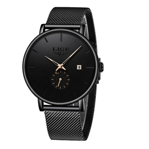 LIGE New Luxury Women Metal Mesh Watch Simplicity Classic Wrist Fashion Casual Quartz High Quality Women's Watches Montre Femme