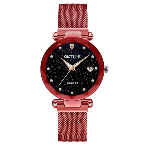 New Top Band Women's Wristwatch Noble Quartz Watch  Magnetic Strap Starry Round Dial Wrist Watches For Business Traveling