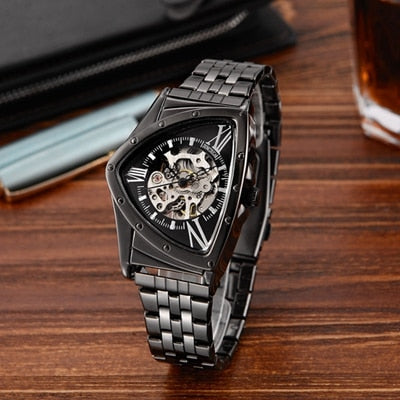 Men Watch Hollow Triangular Mechanical Watches Stainless Steel Men's Wristwatches Fashion Brand Men Clock Male Dropshipping!!!