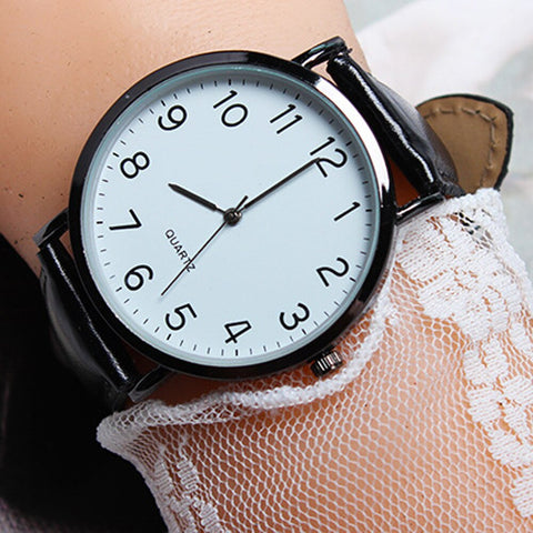 Simple Big Dial Women's Watches Business Casual Leather Quartz Wrist Watch With Clear Number Best Gift For Woman zegarek damski