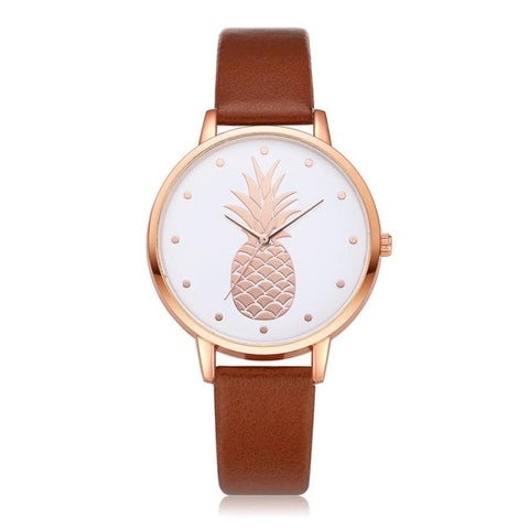 2019 New Women Watch women's Luxury Fashion Leather Band Analog Quartz Round Wrist Watch Pineapple Pattern Female/Ladies  Watchs