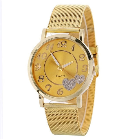 2019 Hot Women Silver & Gold Love Heart Dial Wristwatches Fashion Luxury Women's Steel relogio Quartz Watches Relogio Feminino