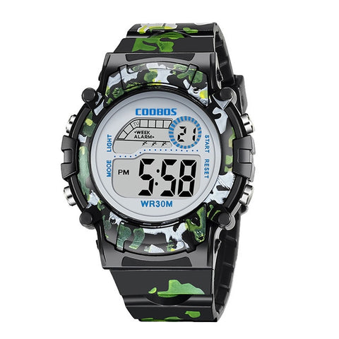 Navy Blue Camouflage Kids Watches LED Colorful Flash Digital Waterproof Clock For Boys Girls Date Week Creative Children's Watch