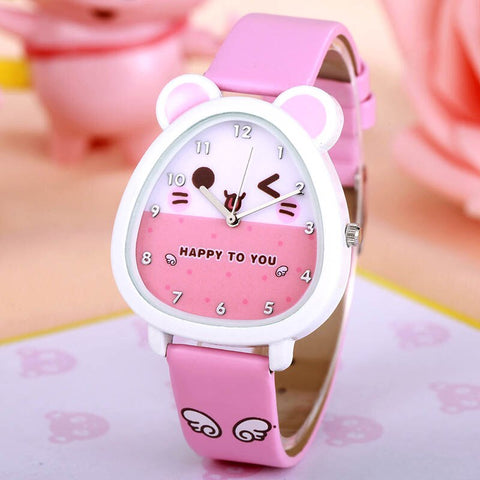 New Cartoon Children Watch Fashion Cute Princess Watches Leather Girls Party Gift Clock students girl's leather quartz watch