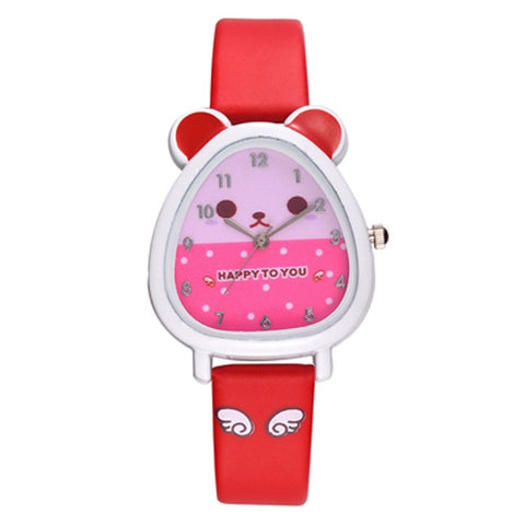 New Cartoon Children Watch Fashion Cute Princess Watches Leather Girls Party Gift Clock students girl's leather quartz watch