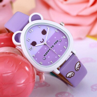 New Cartoon Children Watch Fashion Cute Princess Watches Leather Girls Party Gift Clock students girl's leather quartz watch