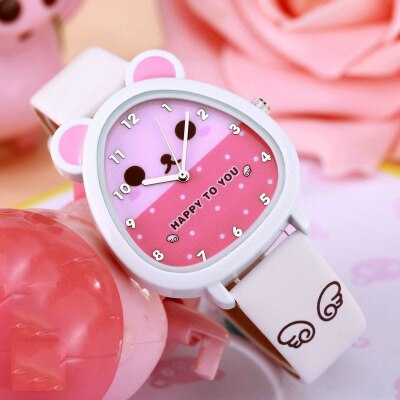 New Cartoon Children Watch Fashion Cute Princess Watches Leather Girls Party Gift Clock students girl's leather quartz watch