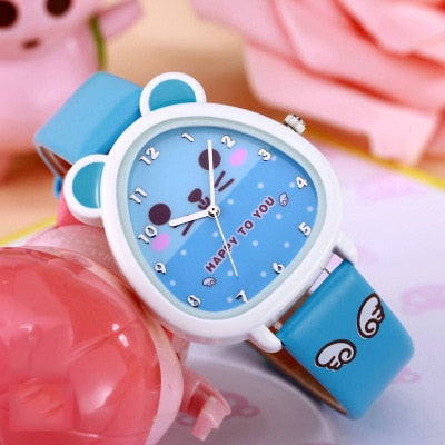 New Cartoon Children Watch Fashion Cute Princess Watches Leather Girls Party Gift Clock students girl's leather quartz watch