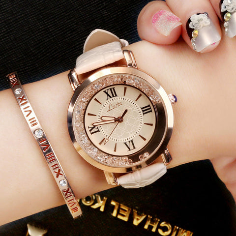 Fashion Ladies Watch Women Watches Luxury Rhinestone Leather Bracelet Wristwatch Analog Quartz Watch reloj mujer zegarek damski