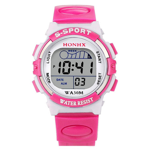 Pink Children Digital Watches Silicone Strap Boys Girls Electronic Watch Alarm Cute Students LED Clock Montre Enfant 533