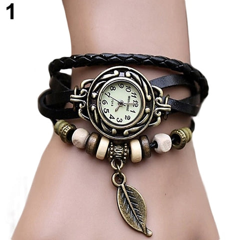 2019 New Women's Watch Retro Leather Bracelet Tree leaf Decoration Wrist Watch Ladies Quartz Watch relogio feminino часы