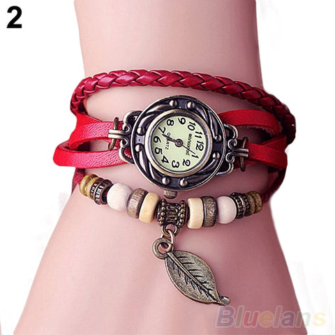 2019 New Women's Watch Retro Leather Bracelet Tree leaf Decoration Wrist Watch Ladies Quartz Watch relogio feminino часы