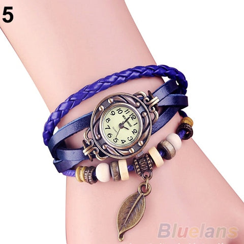 2019 New Women's Watch Retro Leather Bracelet Tree leaf Decoration Wrist Watch Ladies Quartz Watch relogio feminino часы