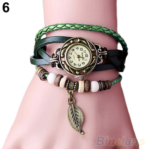 2019 New Women's Watch Retro Leather Bracelet Tree leaf Decoration Wrist Watch Ladies Quartz Watch relogio feminino часы