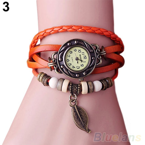 2019 New Women's Watch Retro Leather Bracelet Tree leaf Decoration Wrist Watch Ladies Quartz Watch relogio feminino часы