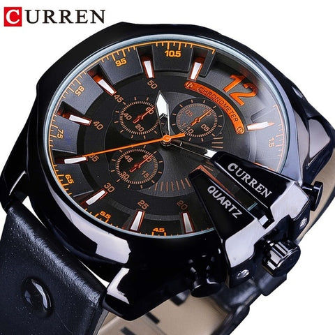 CURREN Army Military Pilot Design Wrist Watch Big Dial Fashion Waterproof Mens Quartz Top Brand Luxury Male Watch Leather Clock