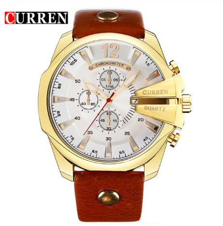 CURREN Army Military Pilot Design Wrist Watch Big Dial Fashion Waterproof Mens Quartz Top Brand Luxury Male Watch Leather Clock