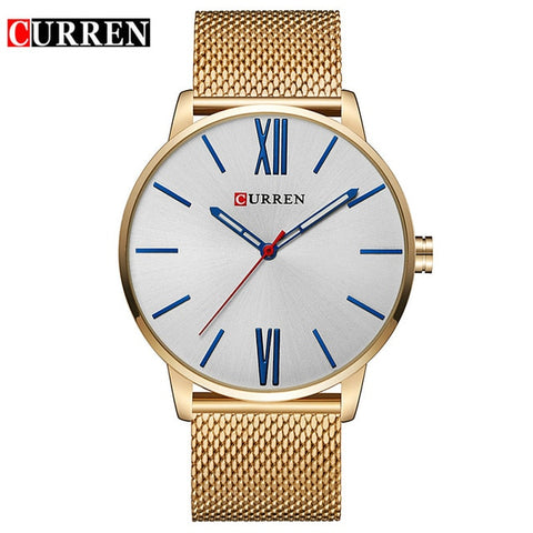 New CURREN Mens Watches Top Brand Luxury Sports Quartz Watch Men Casual Mesh Strap Waterproof Wristwatch Mens Relogio Masculino