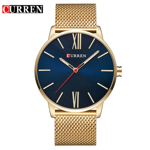 New CURREN Mens Watches Top Brand Luxury Sports Quartz Watch Men Casual Mesh Strap Waterproof Wristwatch Mens Relogio Masculino