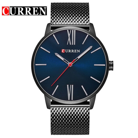 New CURREN Mens Watches Top Brand Luxury Sports Quartz Watch Men Casual Mesh Strap Waterproof Wristwatch Mens Relogio Masculino