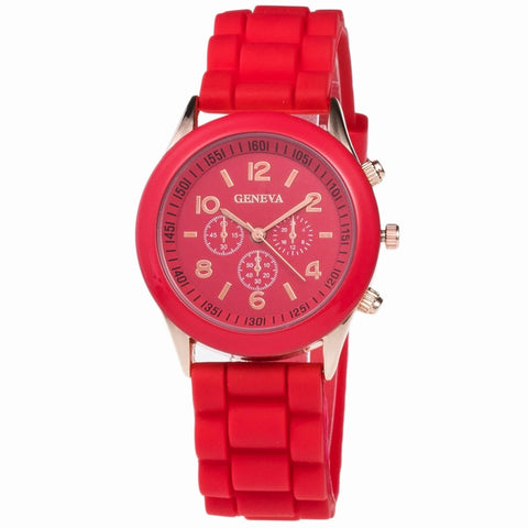 High Quality Geneva Silicone Women's watches Ladies Dress Quartz Wristwatches Relogio Feminino free shipping allowed mix color