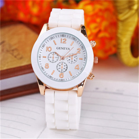 High Quality Geneva Silicone Women's watches Ladies Dress Quartz Wristwatches Relogio Feminino free shipping allowed mix color