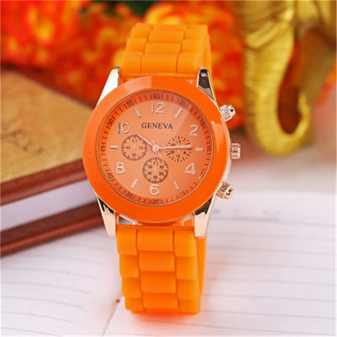 High Quality Geneva Silicone Women's watches Ladies Dress Quartz Wristwatches Relogio Feminino free shipping allowed mix color