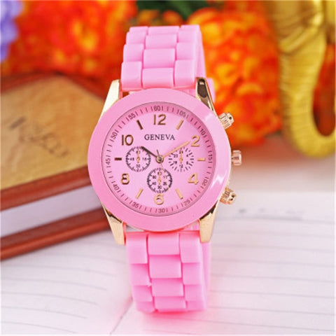 High Quality Geneva Silicone Women's watches Ladies Dress Quartz Wristwatches Relogio Feminino free shipping allowed mix color