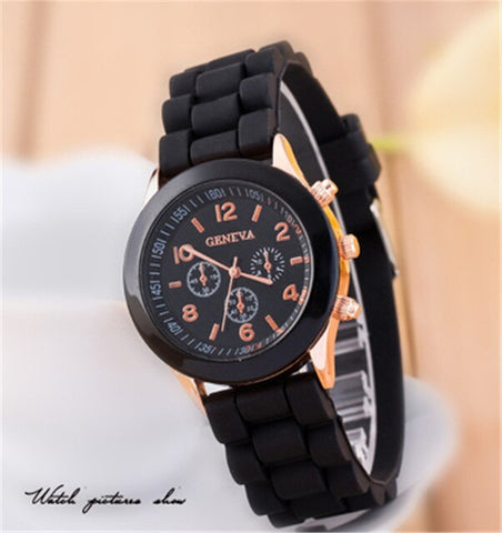 High Quality Geneva Silicone Women's watches Ladies Dress Quartz Wristwatches Relogio Feminino free shipping allowed mix color