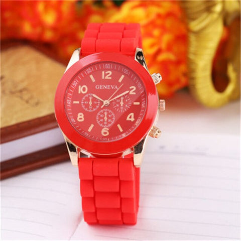 High Quality Geneva Silicone Women's watches Ladies Dress Quartz Wristwatches Relogio Feminino free shipping allowed mix color