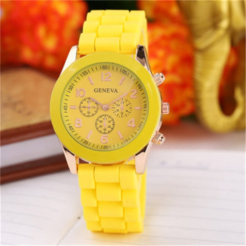 High Quality Geneva Silicone Women's watches Ladies Dress Quartz Wristwatches Relogio Feminino free shipping allowed mix color