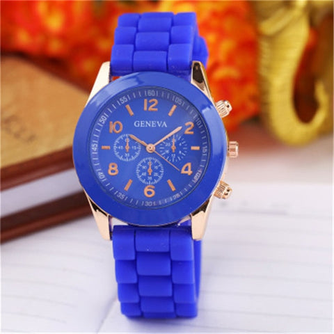 High Quality Geneva Silicone Women's watches Ladies Dress Quartz Wristwatches Relogio Feminino free shipping allowed mix color