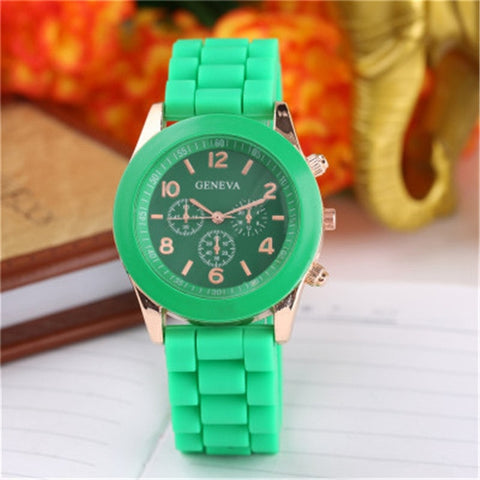 High Quality Geneva Silicone Women's watches Ladies Dress Quartz Wristwatches Relogio Feminino free shipping allowed mix color