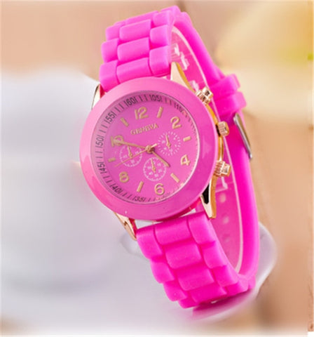 High Quality Geneva Silicone Women's watches Ladies Dress Quartz Wristwatches Relogio Feminino free shipping allowed mix color