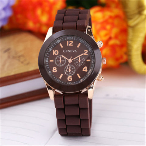 High Quality Geneva Silicone Women's watches Ladies Dress Quartz Wristwatches Relogio Feminino free shipping allowed mix color